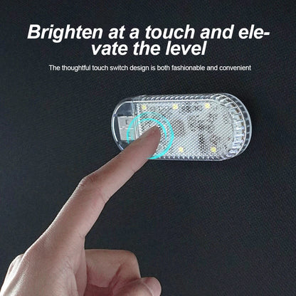 LED Car Mini Touch Light USB Charging Portable Auto Roof Ceiling Reading Night  Lamp Wireless Car Decoration Ambinet Light Beauty World Shop