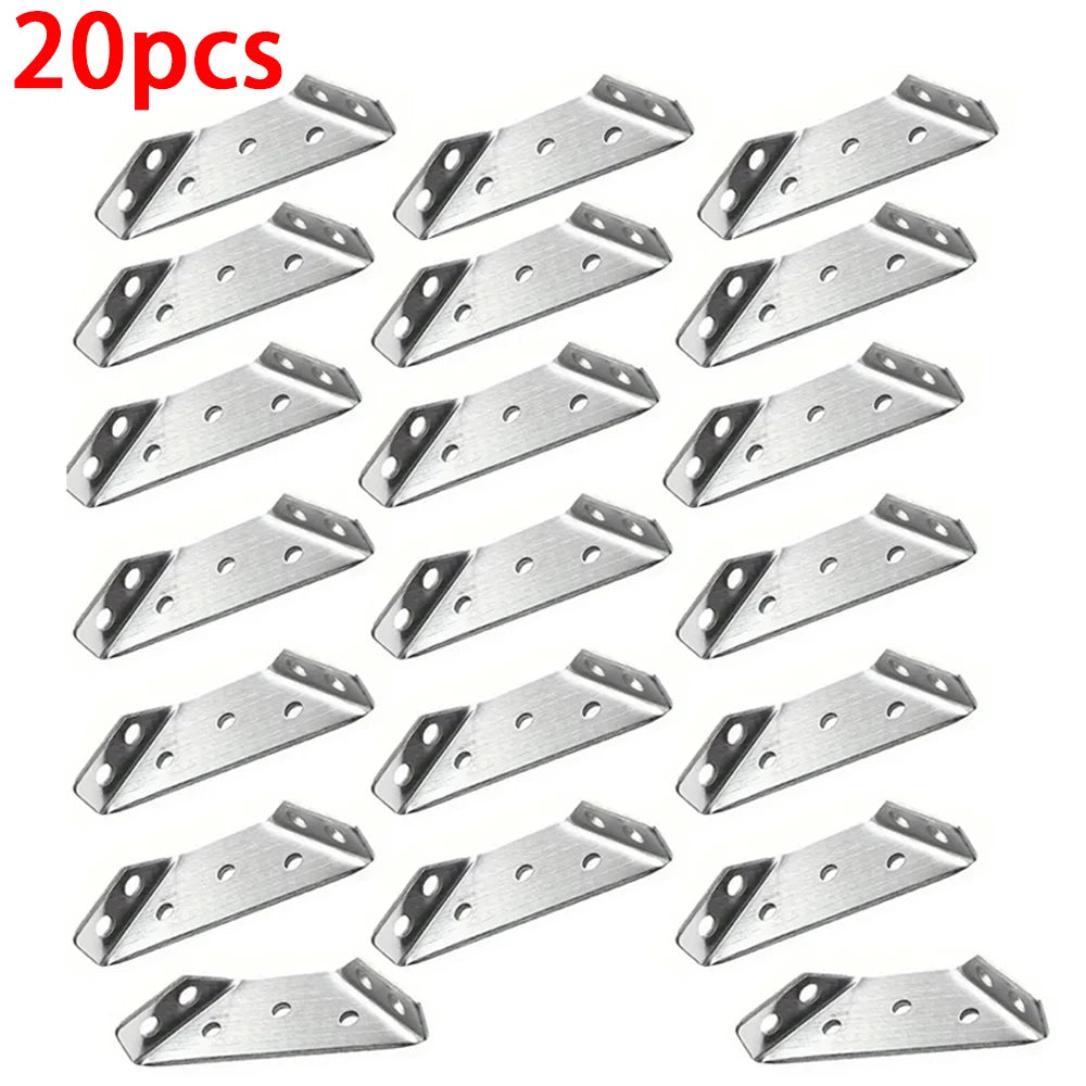 10/20/40/50pcs Thickened Stainless Steel Angle Code 90 Degrees Right Angle Fixed Bracket Furniture Connectors Beauty World Shop