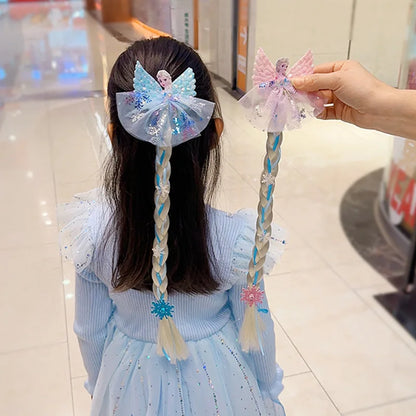 Disney Frozen Elsa Princess Wig Braid Hairpin Accessories For Girls Anime Figures Cartoon Toys Kids Kawaii Baby Hair Clip Gifts Beauty World Shop