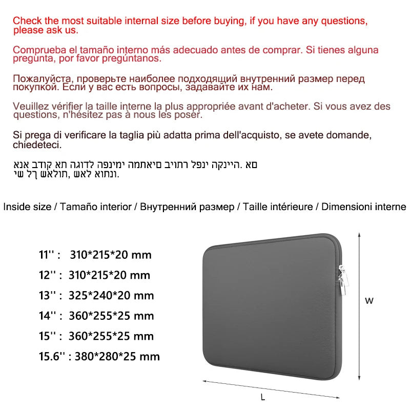 Laptop Bag For Macbook Air Pro Retina 11 12 13 14 15 15.6 inch Laptop Sleeve Case PC Tablet Case Cover for Xiaomi Air HP Dell Beauty World Shop
