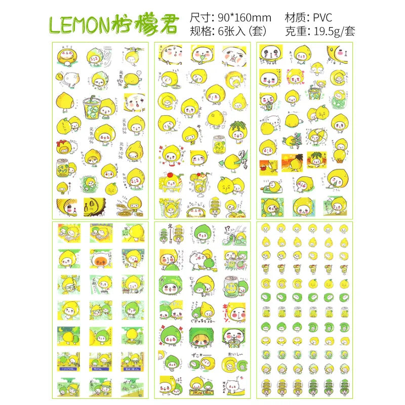 6Pieces/Set Transparent Pvc Waterproof Cartoon Sticker DIY Hand Account Decorative Stickers Kawaii Phone Cup Stickers Beauty World Shop