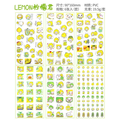 6Pieces/Set Transparent Pvc Waterproof Cartoon Sticker DIY Hand Account Decorative Stickers Kawaii Phone Cup Stickers Beauty World Shop