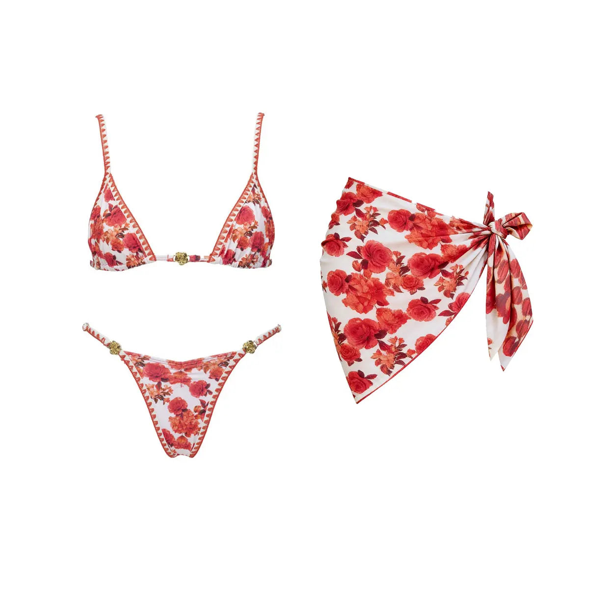 2026 New High Quality Elegant One Piece Swimsuit And Skirt Print Deep-V Lace-up Women Bikini Set Swimwear Party Bathing Suit Beauty World Shop