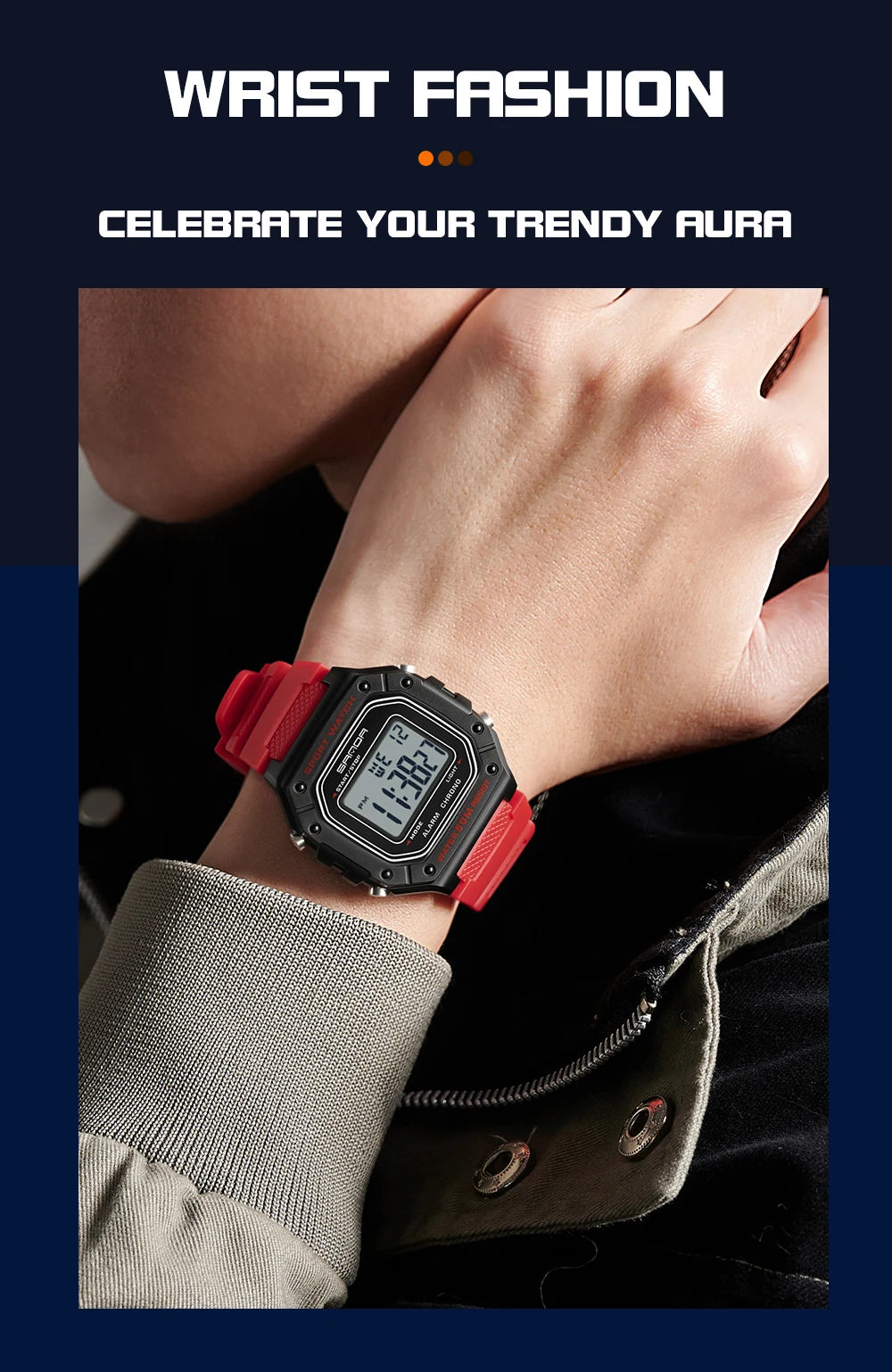 SANDA 2156 Fashion Mens Watch Military Water Resistant Sport Watches Army Big Dial Led Digital Wristwatches Stopwatches For Male Beauty World Shop