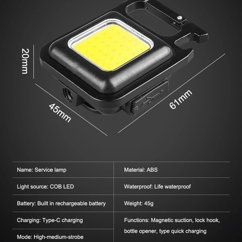 COB LED Mini Flashlight Super Bright EDC Keychain Light Outdoor Emergency Camping Pocket Lamp With Tail Magnet Corkscrew Beauty World Shop