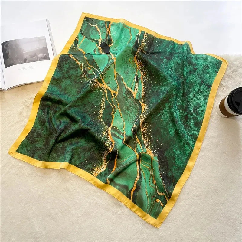 Luxury Silk Feeling Shawl Square Scarf Women Spring Hijab Fashion Wraps Neckerchief Female Hair Bands Ribbon Headband Bandana Beauty World Shop