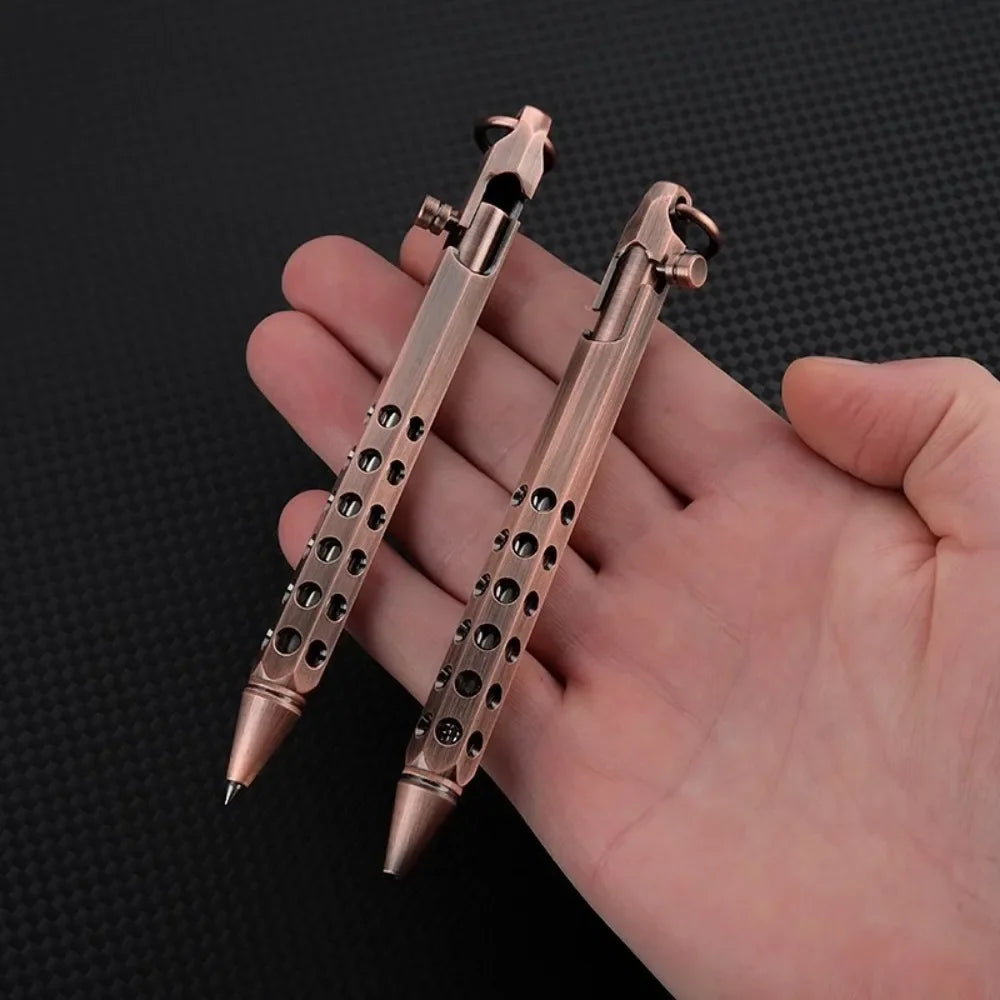 Portable Brass Pen Medium Point 1.0mm Retro Ballpoint Pen Bolt Action Smooth Writing Signature Pen Beauty World Shop