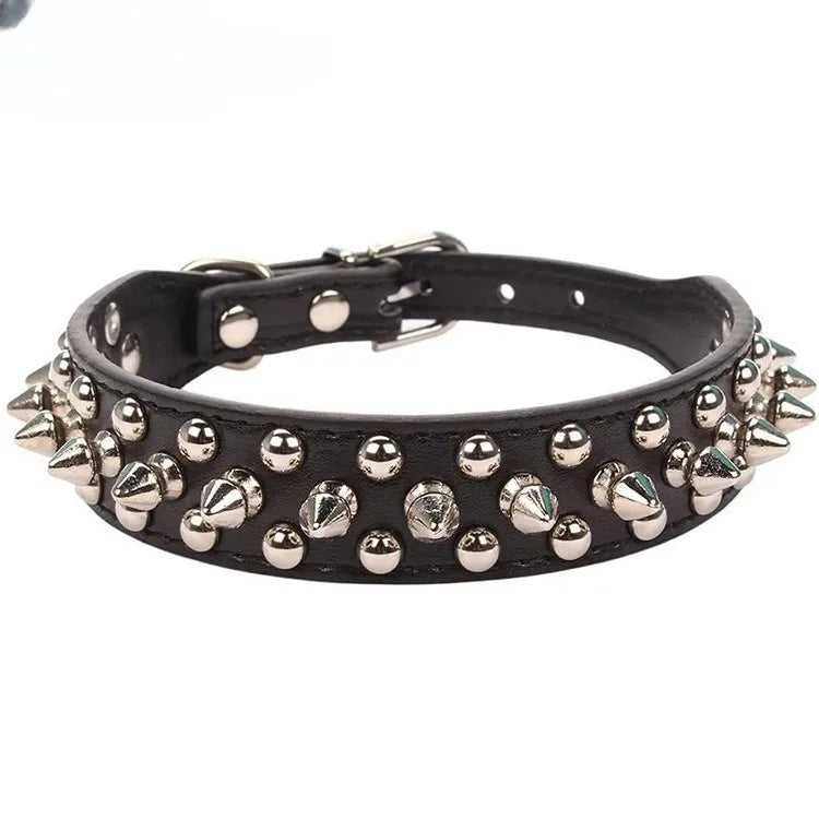 Adjustable Leather Pet Dog collar Neck Strap Supplies PU Leather Punk Rivet Spiked Dog Collar Pet Collars For Small Dog Cat Beauty World Shop