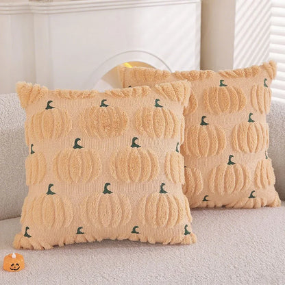 Fall Halloween Throw Pillow Covers 18x18 Decorative Pumpkin Pattern Pillowcase Soft Plush Faux Wool Cushions for Home Sofa Couch Beauty Trend Shop