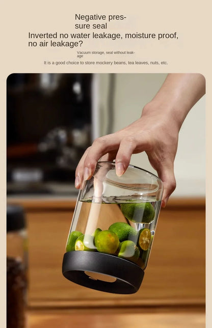 Manual Vacuum Sealed Coffee Jar High Borosilicate Glass Moisture Proof Tea Storage Container for Kitchen Coffee Beauty Trend Shop