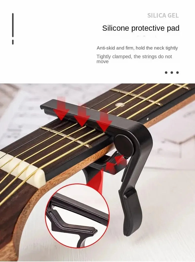 7pcs Guitar Capo for Acoustic And Electric Guitars With 5 Picks for Free And 1 Holder,Black; Silver Beauty World Shop