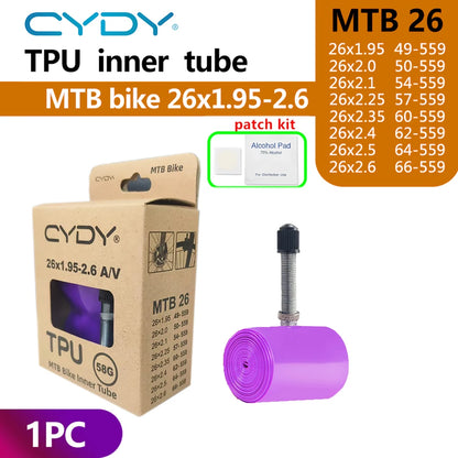 CYDY TPU MTB Bike Inner Tube Camera 29 26 27.5 29x1.95-2.6 Inch Mountain Bicycle Tire Schrader Valve AV pneu 29er Cycling Tube Beauty World Shop