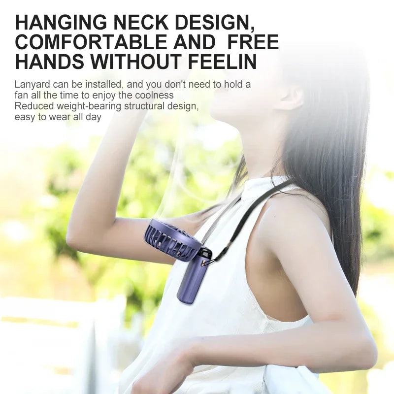 Handheld Mini Fan Foldable Portable Neck Hanging Fans 5 Speed USB Rechargeable Fan with Phone Stand and Display Screen 1800mAh Beauty World Shop