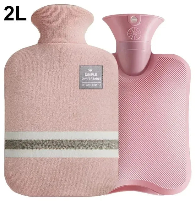 Hot Water Bottle with Knitted Cover Durable 1L/2L Hot Water Bag for Pain Relief Hot Cold Therapy Hand Feet Warmer Women Gifts Beauty World Shop