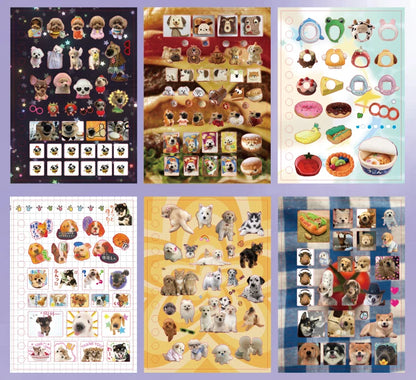 Cute Pets Theme Sticker Book 30 Sheets/Bag with Ring Binding for Scrapbooking DIY Collage Material Background Decoration Beauty World Shop
