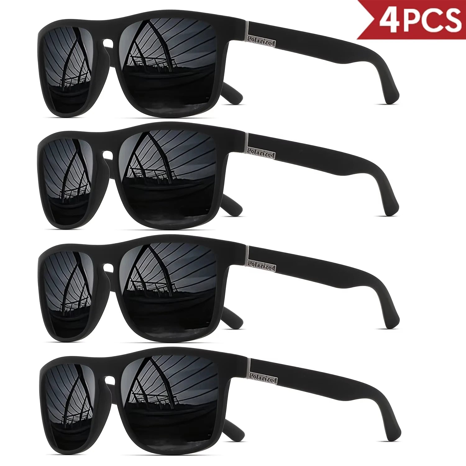 1-4PCS Men Classical Square Polarized Sports Sunglasses Lightweight PC Frame UV400 for Driving Fishing Cycling Unisex Durability Beauty World Shop