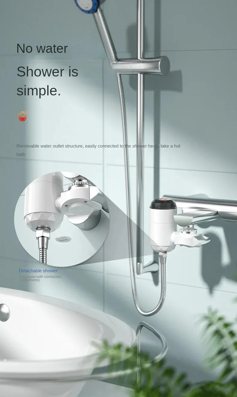 3000W Instant Hot Water Heater Faucet Tankless with Temperature Display and Hot Cold Tap for Kitchen Sink Beauty World Shop