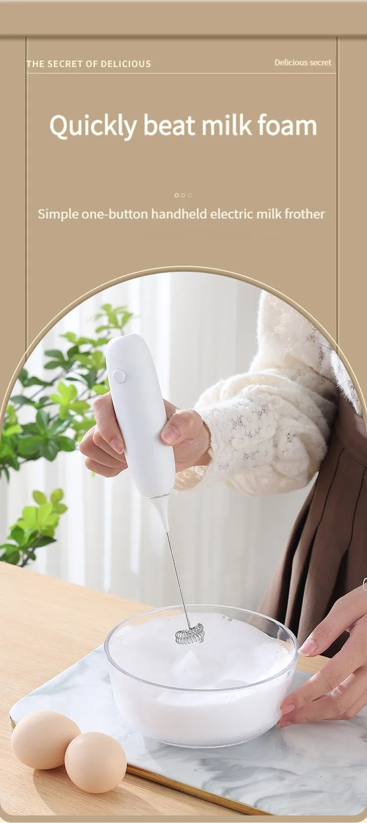 1PC Battery Model Handheld Egg Beater Froth Mixer Kitchen Automatic Coffee Milk Foaming Mixer Kitchen Whisk Tools Beauty World Shop