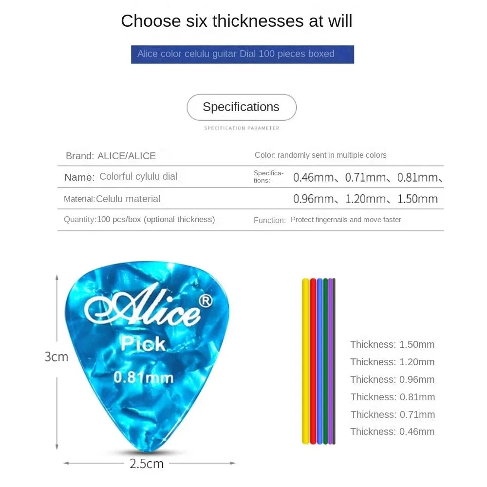 Alice Guitar Picks 6pcs Celluloid Mediator Thickness 0.46 0.71 0.81 0.96 1.20 1.50mm Electric Acoustic Guitar Accessories Beauty World Shop