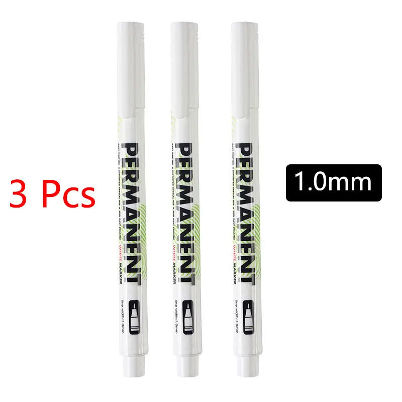 White Marker Pens set Oily Waterproof White Gel Pen DIY Graffiti Sketching Marker Stationery Writing School Supplies brush Beauty World Shop