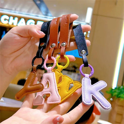 Creative PU Leather 26 Letter Keychains Fashion Alphabet Keyrings Handbag Ornaments Pendant Car Key Holder Accessories Gifts Beauty World Shop