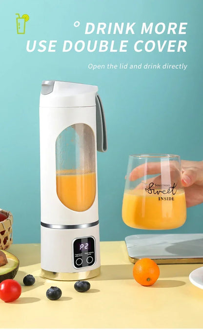 blender juicer Portable Electric Juicer 450ml 8 Blades Travel Juicer Machine Chargeable Shakes Smoothie Blenders Fresh Juice Cup Beauty World Shop