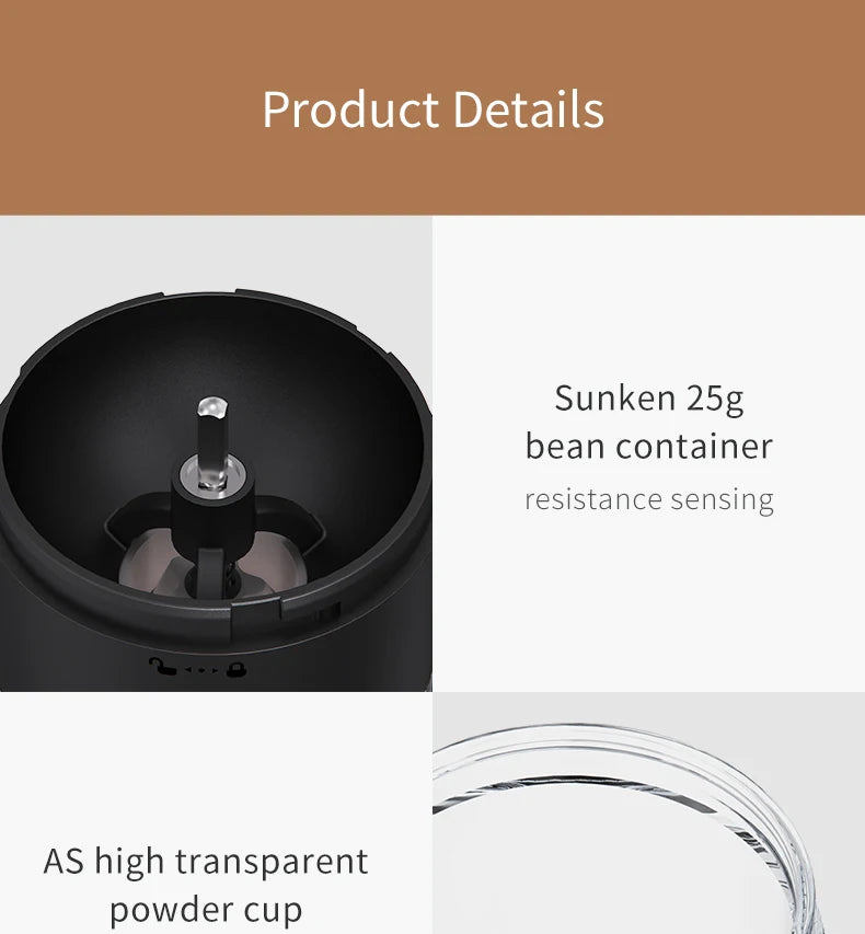 New Portable USB Electric Coffee Bean Grinder 40 Gears External Adjustable Rechargeable Grinders Household Mini Coffee Machine Beauty World Shop