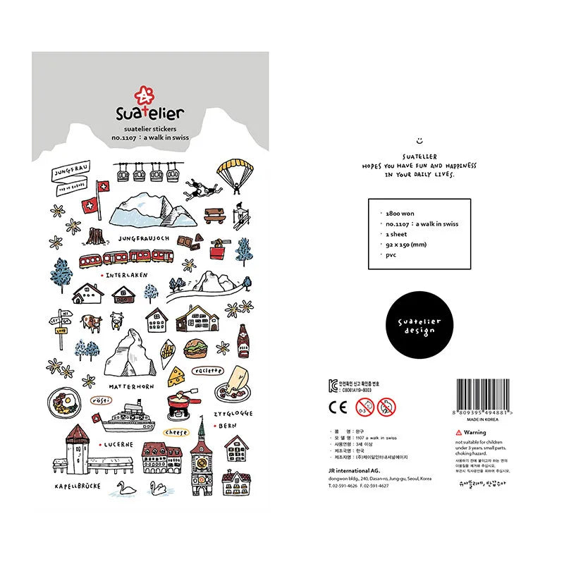 Korean Brand Suatelier Collection Daily Food Vlog Stickers DIY Scrapbooking Journey Diary Stationery Stickers Supplies Beauty World Shop