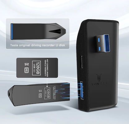 YZ Glove Box Docking Station For Tesla Model 3 Y Juniper Highland Quick Charger 4 USB Shunt Hub Flocking Adapter Powered Splitte Beauty World Shop