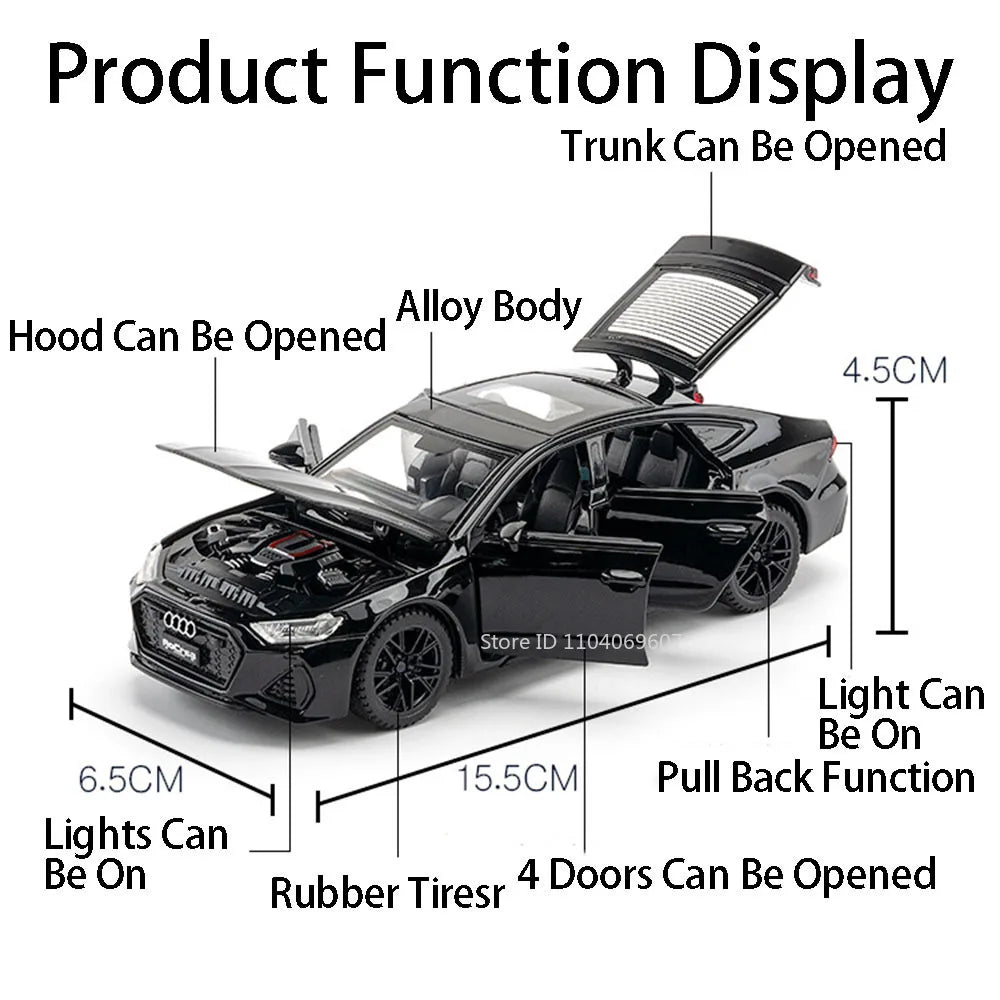 1:32 Audi RS7 Sportback Model Toy Cars Alloy Diecast 6 Doors Opened with Pull Back Rubber Tires Ornament Vehicle Toys Gifts Beauty World Shop