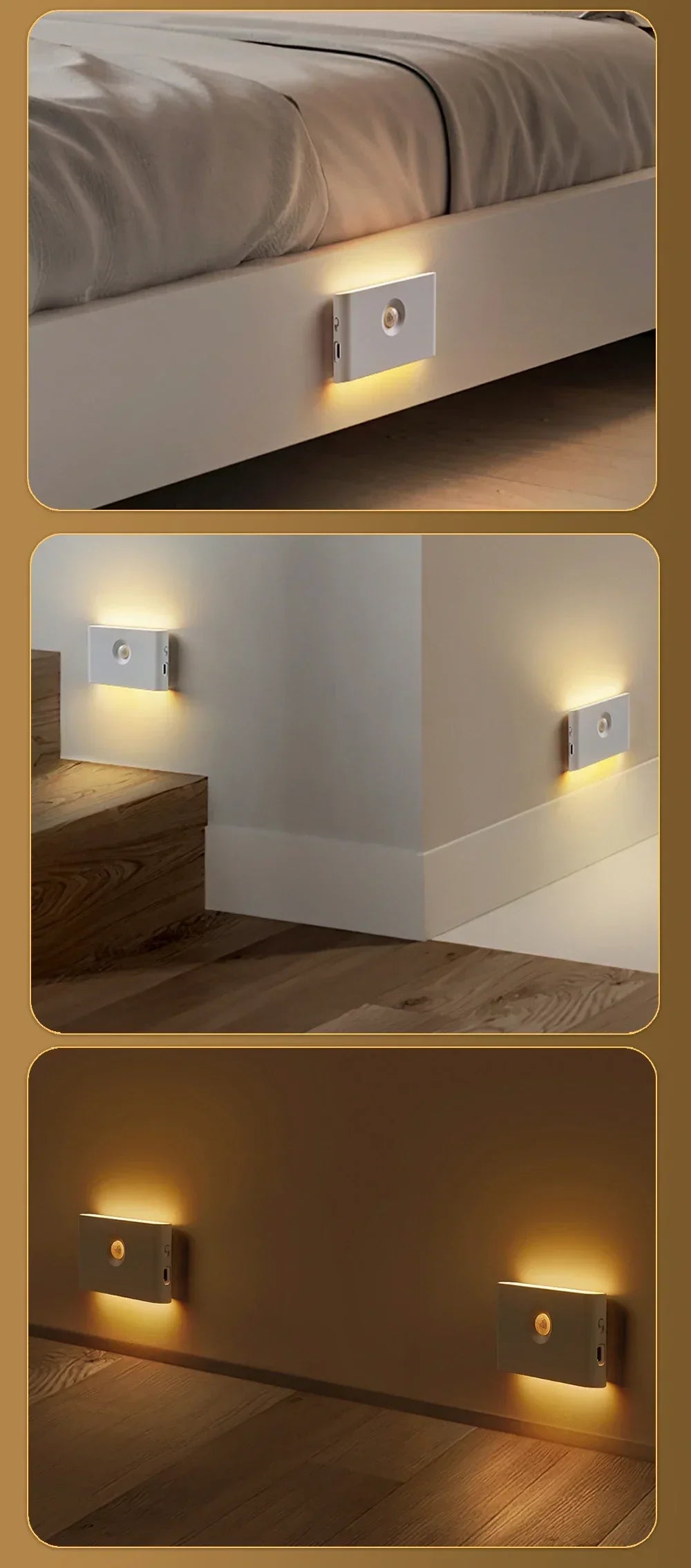 Mini LED Intelligent Sensor Night Light Wireless USB Rechargeable Motion Sensor Wall Light for Bedroom Corridor Cabinet Lighting Beauty World Shop