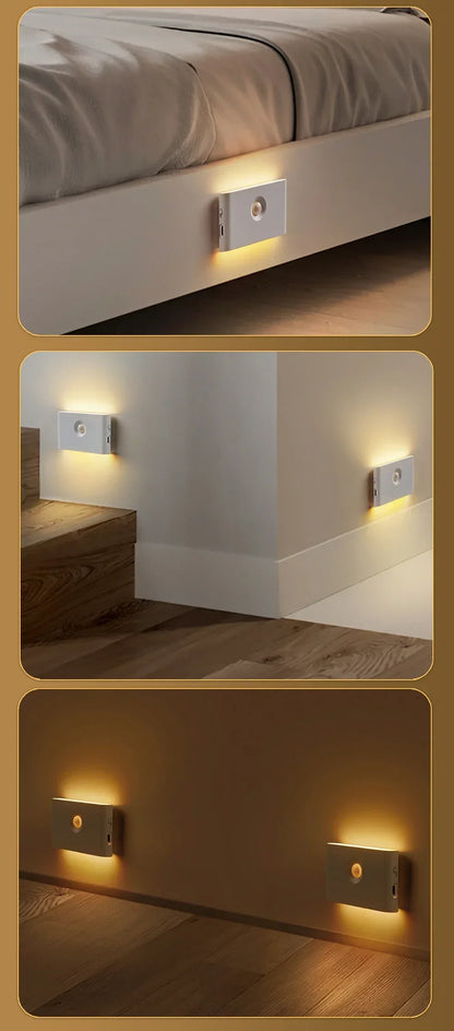 Mini LED Intelligent Sensor Night Light Wireless USB Rechargeable Motion Sensor Wall Light for Bedroom Corridor Cabinet Lighting Beauty World Shop