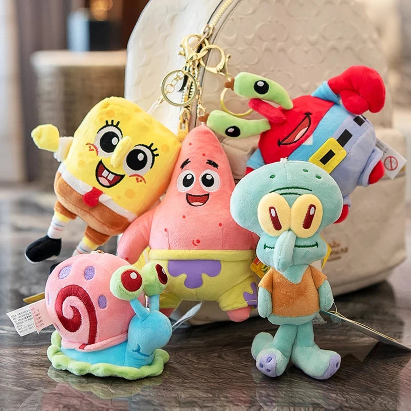 Kawaii Cartoon Spongebob Patrick Star Plush Toy Keychain Stitch Creative Gary Backpack Pendant Squidward Tentacles Friends Gifts Beauty World Shop
