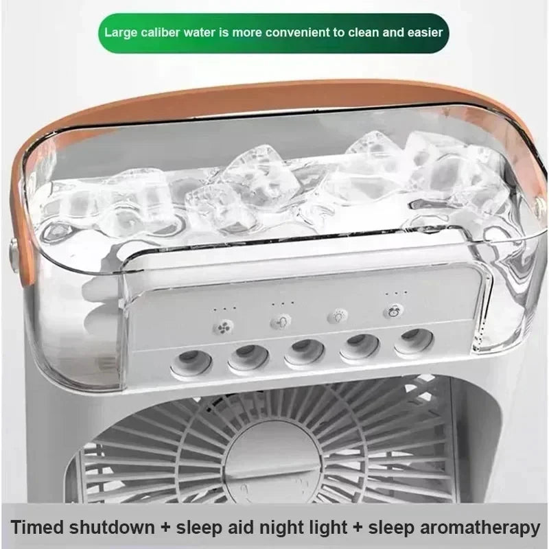 New 3 In 1 Fan AIr Conditioner Household Mini Air Cooler LED Night Light Portable Humidifier Air Adjustment Fan Office Home Fan Beauty World Shop
