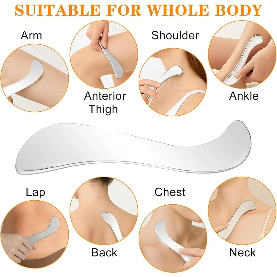 Stainless Steel Muscle Scraper, Gua Sha Tool for Myofascial Release & Recovery, Deep Tissue Massager for Back Neck Legs Beauty World Shop