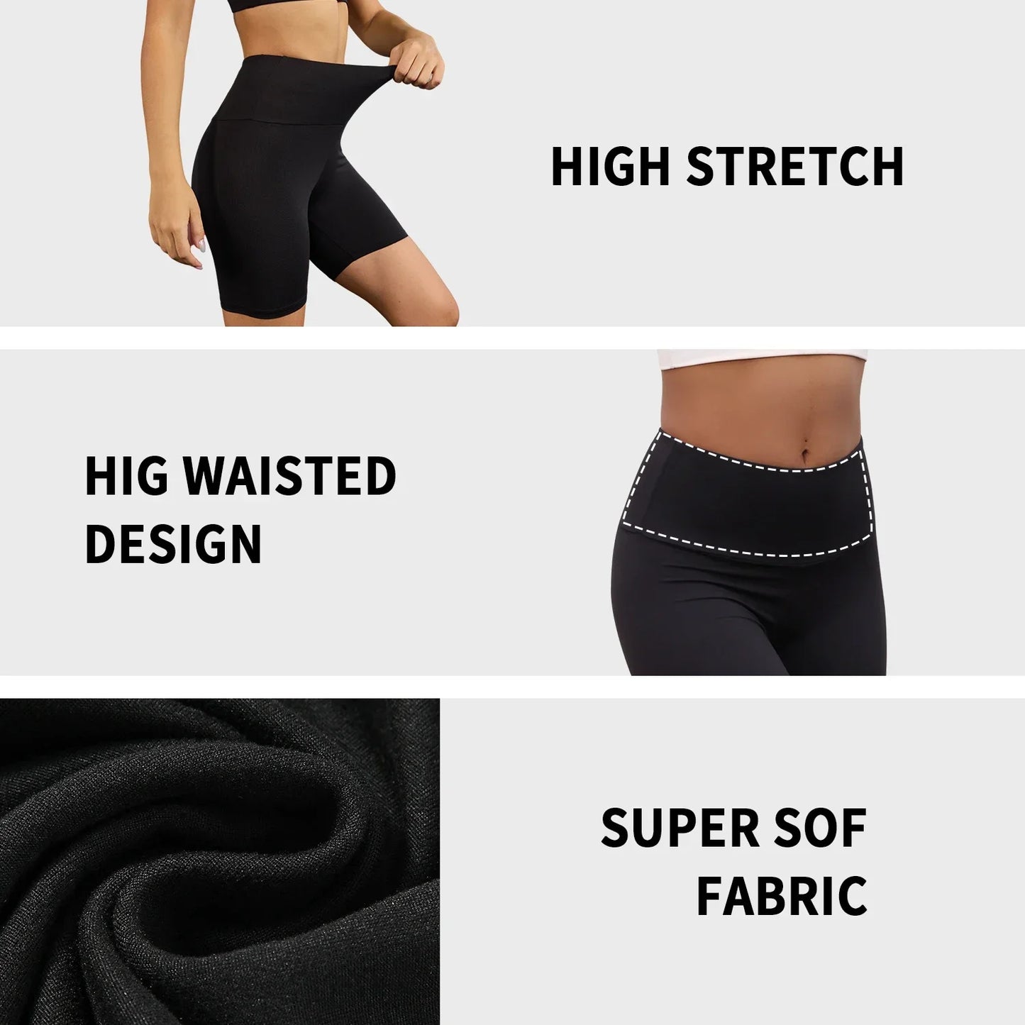 Women's High Waisted Biker Shorts Super Soft Tummy Control No See Through Workout Yoga Running Athletic Push Up Gym Fitness