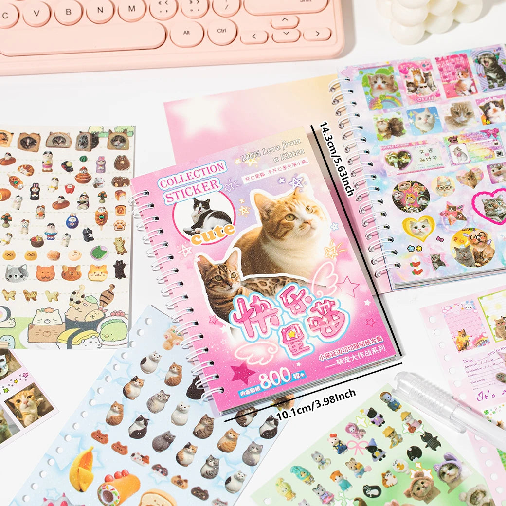 30Pcs/Book Cute Pet Battle Cut-Out Coil Sticker Book DIY Handbook Calendar Greeting Cards Diary Notebook Album Material Stickers Beauty World Shop
