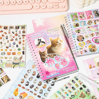 30Pcs/Book Cute Pet Battle Cut-Out Coil Sticker Book DIY Handbook Calendar Greeting Cards Diary Notebook Album Material Stickers Beauty World Shop