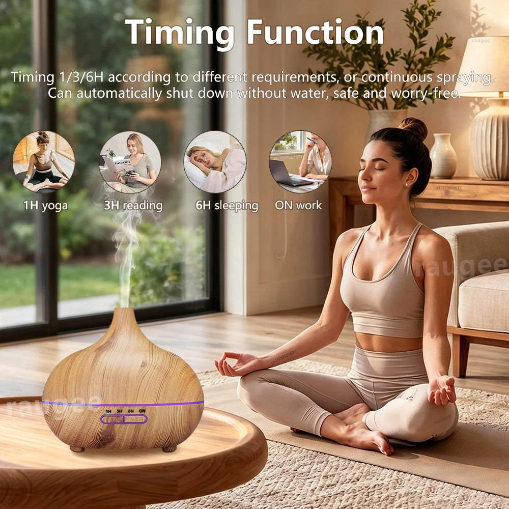 Air Aroma Humidifier Woodgrain Ultrasonic USB Humidifier Essential Oil Diffuser Home Fragrance Air Purifier with Night Light Beauty World Shop