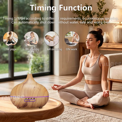 Air Aroma Humidifier Woodgrain Ultrasonic USB Humidifier Essential Oil Diffuser Home Fragrance Air Purifier with Night Light Beauty World Shop