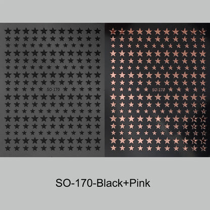 3D Black Pink Stars Stickers for Nails Golden Silvery Stars Adhesive Nail Decals Autumn Winter Festival DIY Nail Art Accessories Beauty World Shop