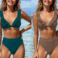 2026 new style boxer shorts mesh three-piece women's swimsuit neck lace-up bikini set Beauty World Shop