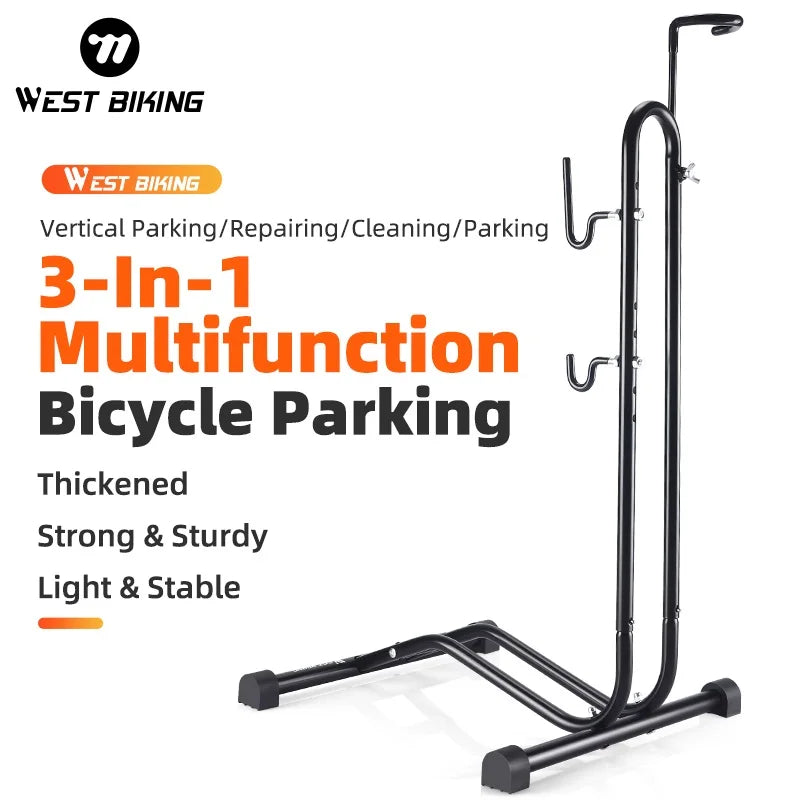WEST BIKING 3 In 1 Bicycle Parking Rack Multifunctional Bike Indoor Garage Storage Stand MTB Road Bike Maintenance Repair Stand Beauty World Shop