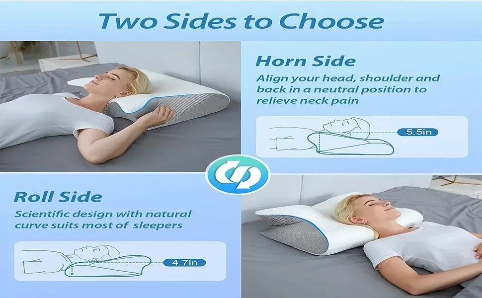 1pc Memory Foam Cervical Pillow, 2 in 1 Ergonomic Contour Orthopedic Pillow for Neck Pain Support Pillows Pillowcase replacement
