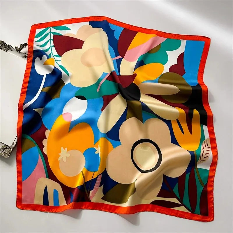 Luxury Print imitation Silk Square Scarf Women Spring Neck Tie Shawl Wraps Female Hair Hand Wrist Headkercheif Hijab Bandana Beauty World Shop