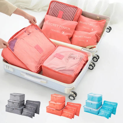 6 Pcs/Set Pink/Blue/Grey Travel Storage Bag Large Capacity Waterproof Luggage Clothing Underwear Storage Bag Bag With Zipper Beauty World Shop