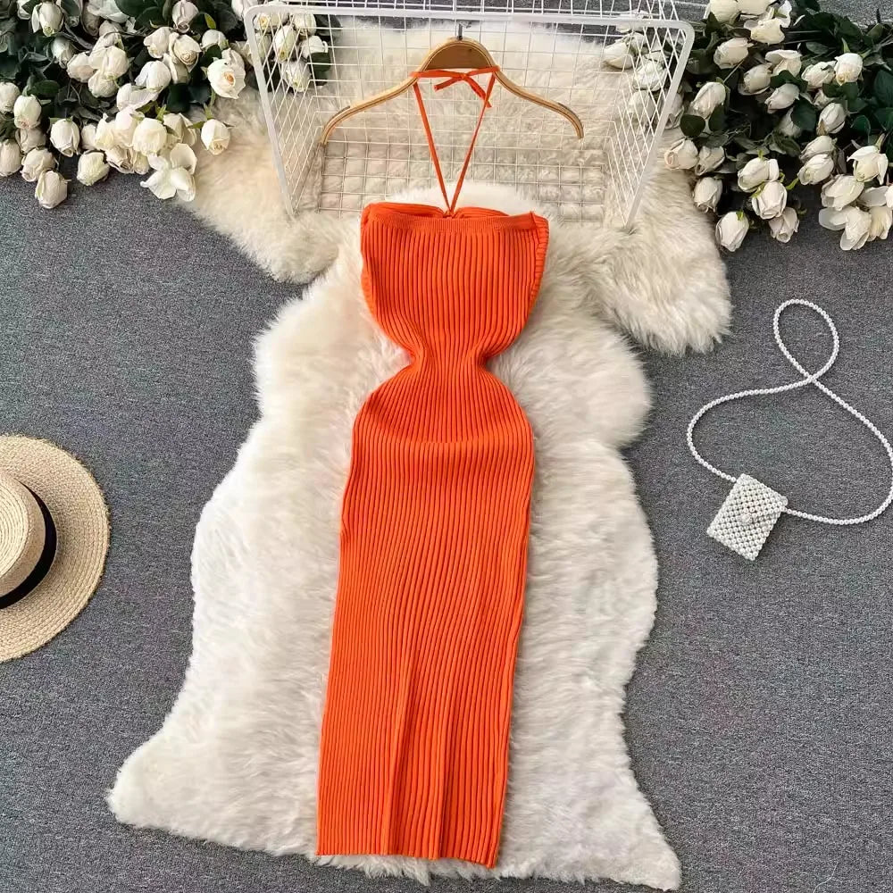 YuooMuoo Chic Fashion Sexy Package Hips Split Knitted Summer Dress 2025 Women Slim Elastic Bodycon Party Dress Streetwear Outfit Beauty World Shop