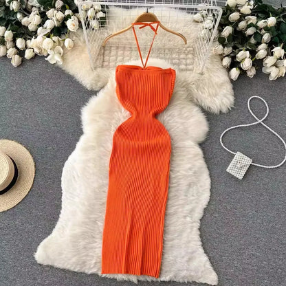YuooMuoo Chic Fashion Sexy Package Hips Split Knitted Summer Dress 2025 Women Slim Elastic Bodycon Party Dress Streetwear Outfit Beauty World Shop