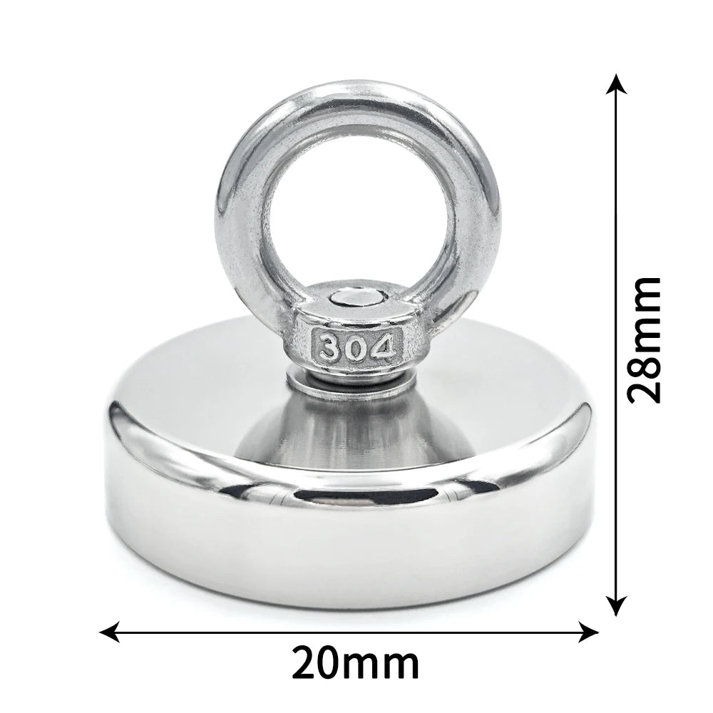 D16~D42mm Super Strong Neodymium Fishing Hook N52 Heavy Duty Rare Earth Neodymium with Countersunk Hole Eyebolt Salvage Magnetic Beauty World Shop