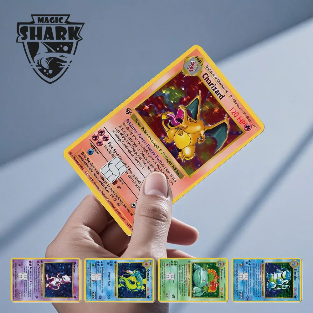 2025 New Pokemons Charizard Blastoise Bulbasaur Eevee Metwo Sticker Film Skin Cover for Credit Debit Card Beauty World Shop